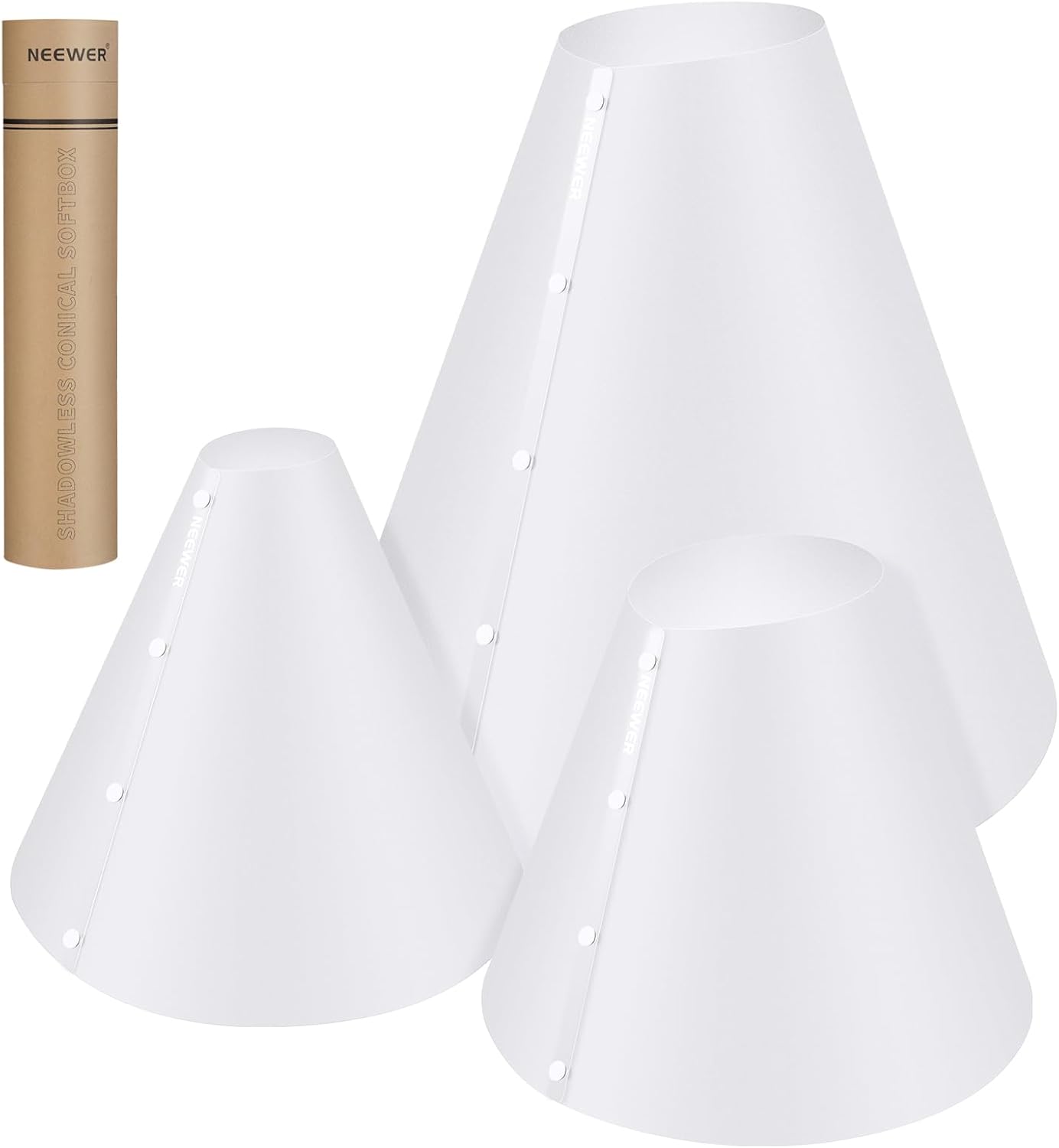 Neewer 3-Pack of Light Cones (14"/15"/20") Improved Reflective Diffuser Flash Light Ring, 0.5mm Thick - Jewelry Product Photography Box Shadow & Reflection Free NK006