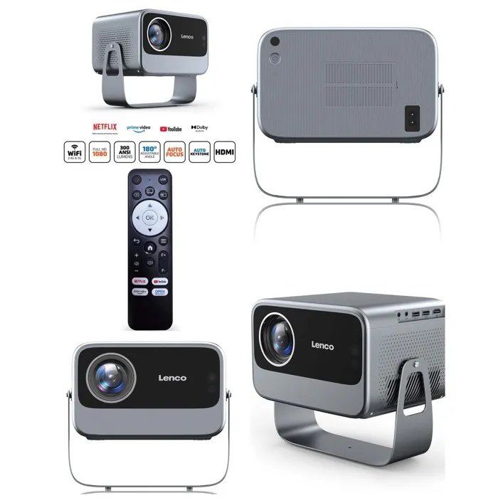 Lenco Full HD 1080p Wi-Fi Projector - 300 Lumens - Bluetooth 5.0