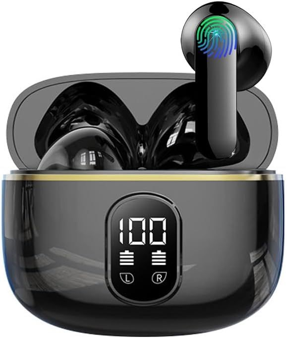KALANKA Bluetooth Headphones, Wireless Earbuds with 4 ENC Noise Cancellation, Hi-Fi Stereo Sound, 42H Playtime, IP67 Waterproof, Sport Oreillette with Touch Control for iOS Android