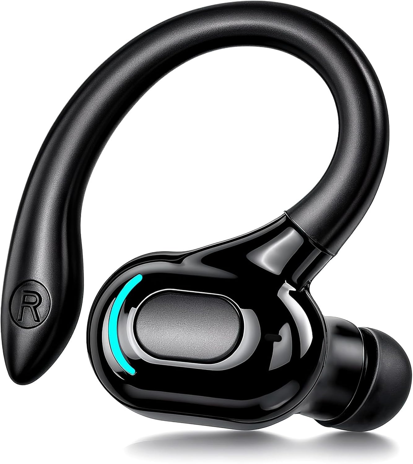 KALANKA Bluetooth Wireless Earbud V5.2 with Built-in Microphone Mono Over-Ear Headset 360° Sound for iPhone Android PC Desk Driving Business Sports - Noise Cancellation (Black)