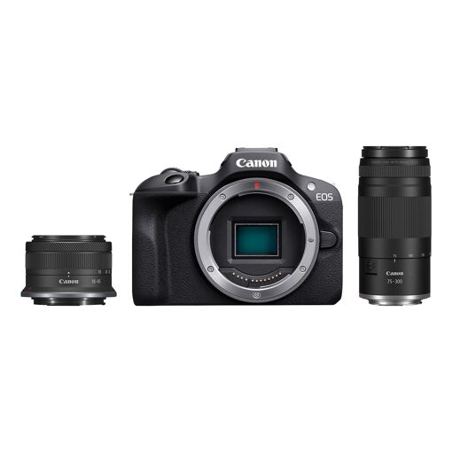 Canon EOS R100 nu + objectif RF-S 18-45 mm f/4,5-6,3 IS STM + objectif RF 75-300 mm f/4-5,6