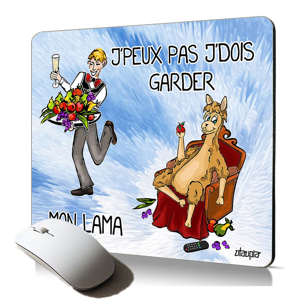 Utaupia Anti-Slip Mouse Pad - 'I Can't, I Must Keep My Lama' Comic Design