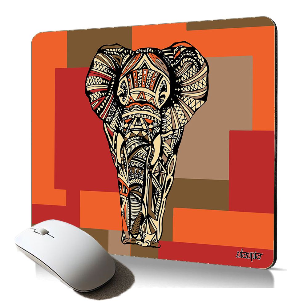 Utaupia Soft Elephant Zen Mouse Pad - Black and White