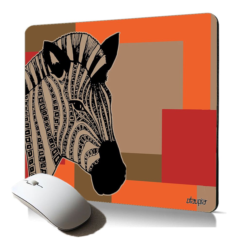 Utaupia Soft Mouse Pad - Zebra Kenya Ethnic Tribal Design, Black and White