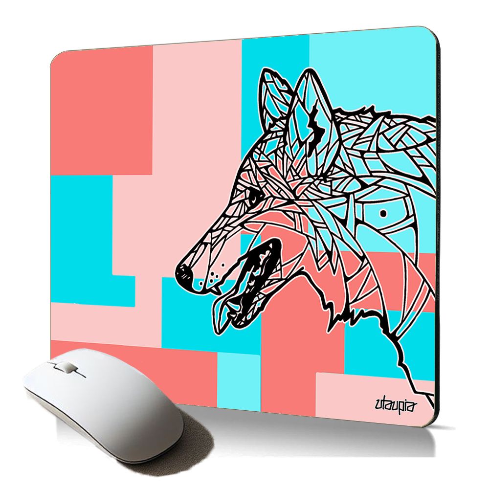 Alfombrilla de ratón suave Utaupia con motivo azteca Lobo del bosque - Regalo para gamers