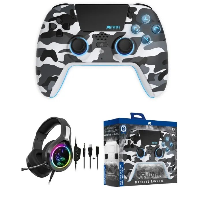 Spirit of Gamer PRO H3 RGB Gaming Headset - PS4/PS5/Xbox/PC Compatible - PS5 Bluetooth White Camo Controller