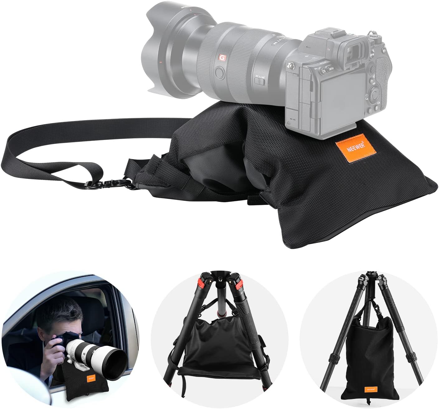Neewer Sandbag for Photography - 395x240mm Storage Bag with Strap