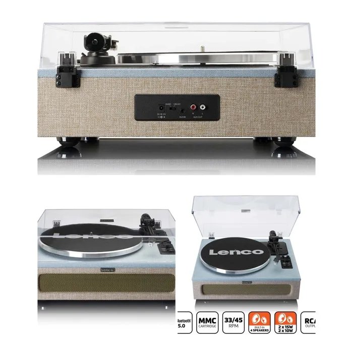 Turntable retro Lenco con 4 altavoces integrados y Bluetooth 5.0