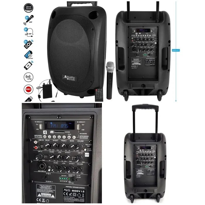 Enceinte portable Bluetooth SONO Audio Club stéréo 700W karaoké avec système TWS et micros UHF