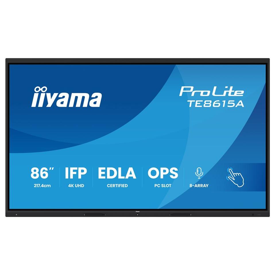 Iiyama ProLite TE8615A-B2AG - 86" LED Backlit LCD Interactive Flat Panel Display with Touchscreen / Microphone Array / Optional PC Integration