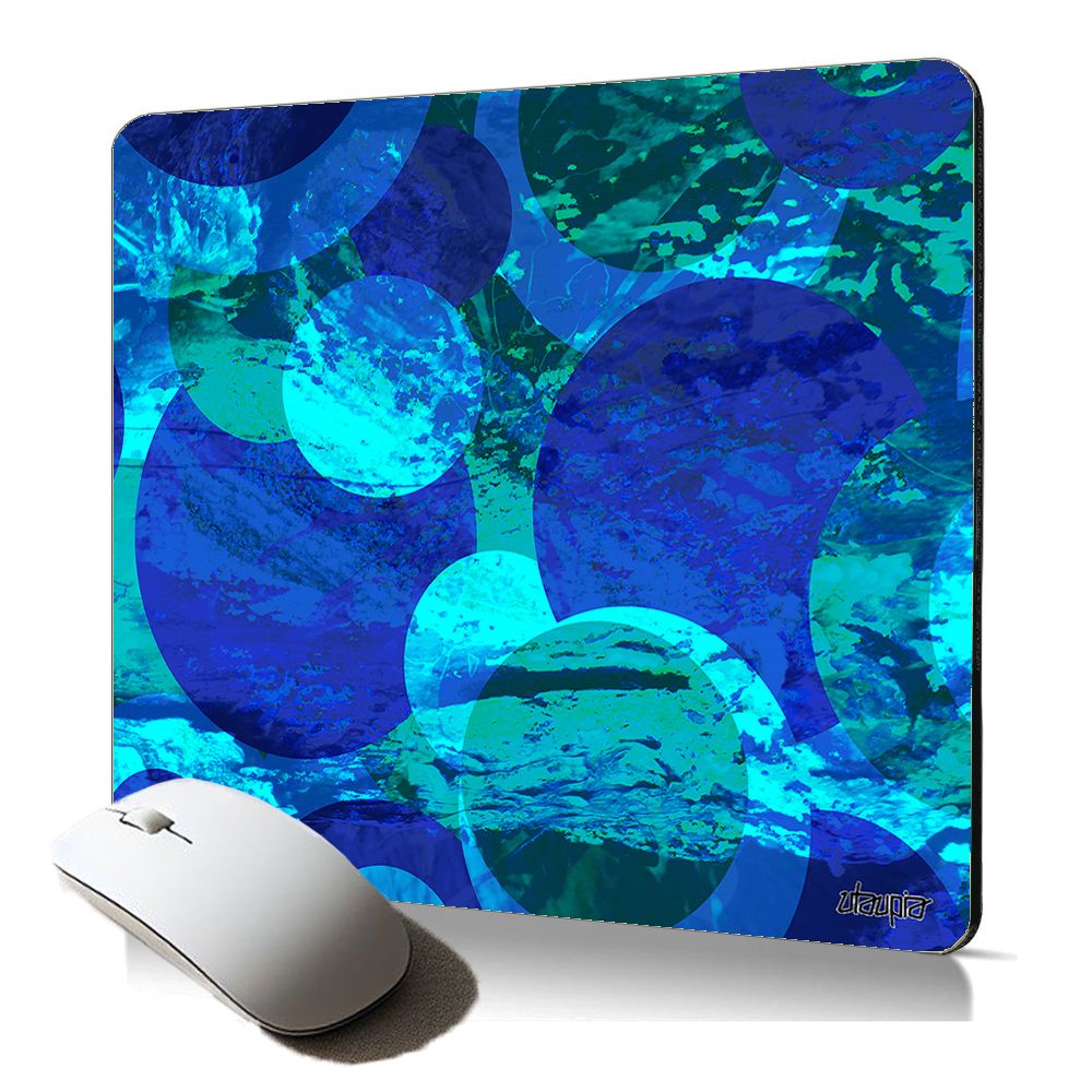 Tapis de souris souple Utaupia avec design abstrait original - Bleu, respectueux de l'environnement et géométrique