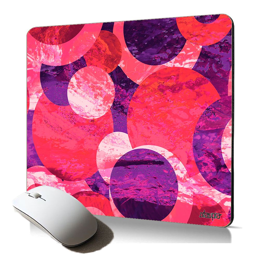 Tapis de souris souple Utaupia avec motif rond peint - violet géométrique