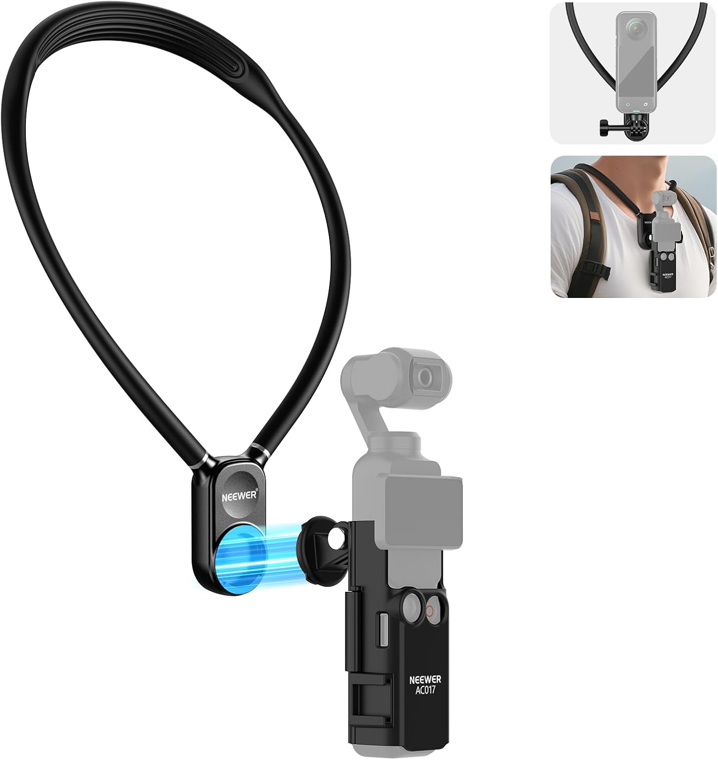 Neewer Magnetic Chest Mount with Pocket Cage - Flexible, Quick Release for Action Cameras