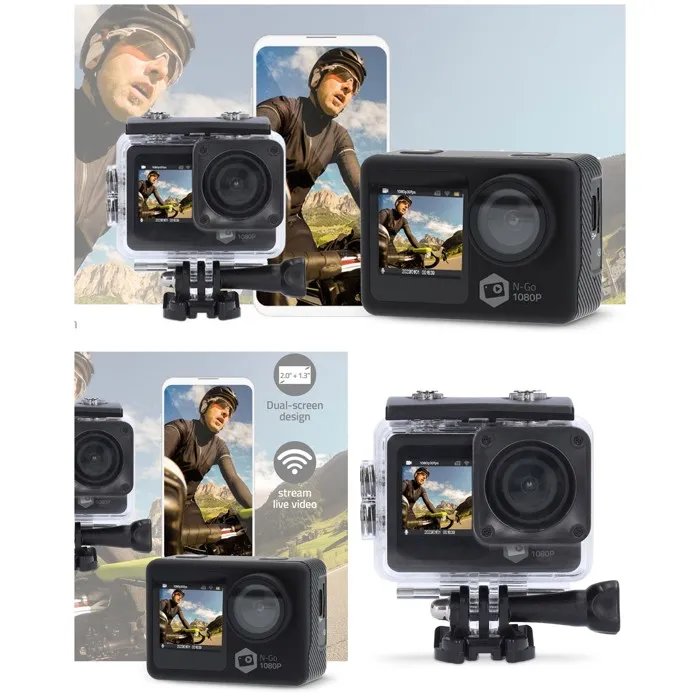 Sport Camera WiFi GoPro - 12MP, Double Screen 1080p@30fps, Waterproof Case