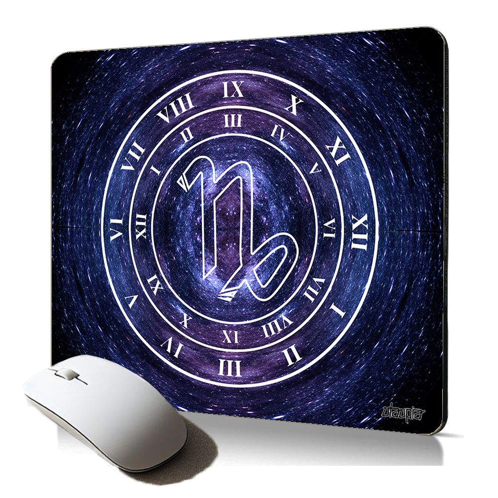 Tapis de souris souple astrologique Capricorne design galaxie étoiles planète Bleue horoscope pour ordinateur PC fixe