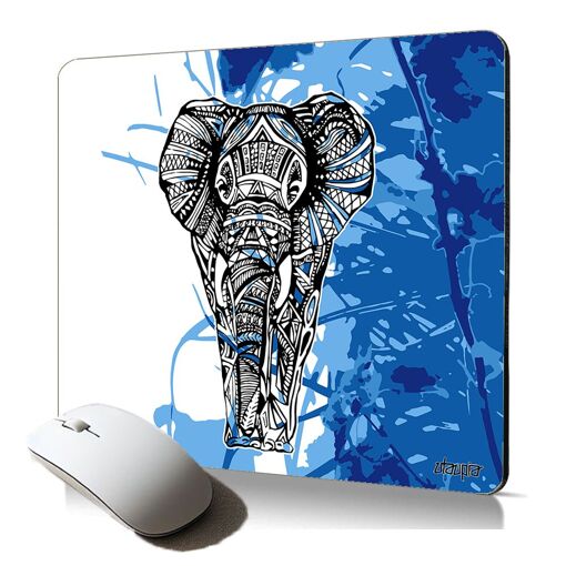 Manta para ratón suave Utaupia - Diseño de Elefante Zen Floral, Azul