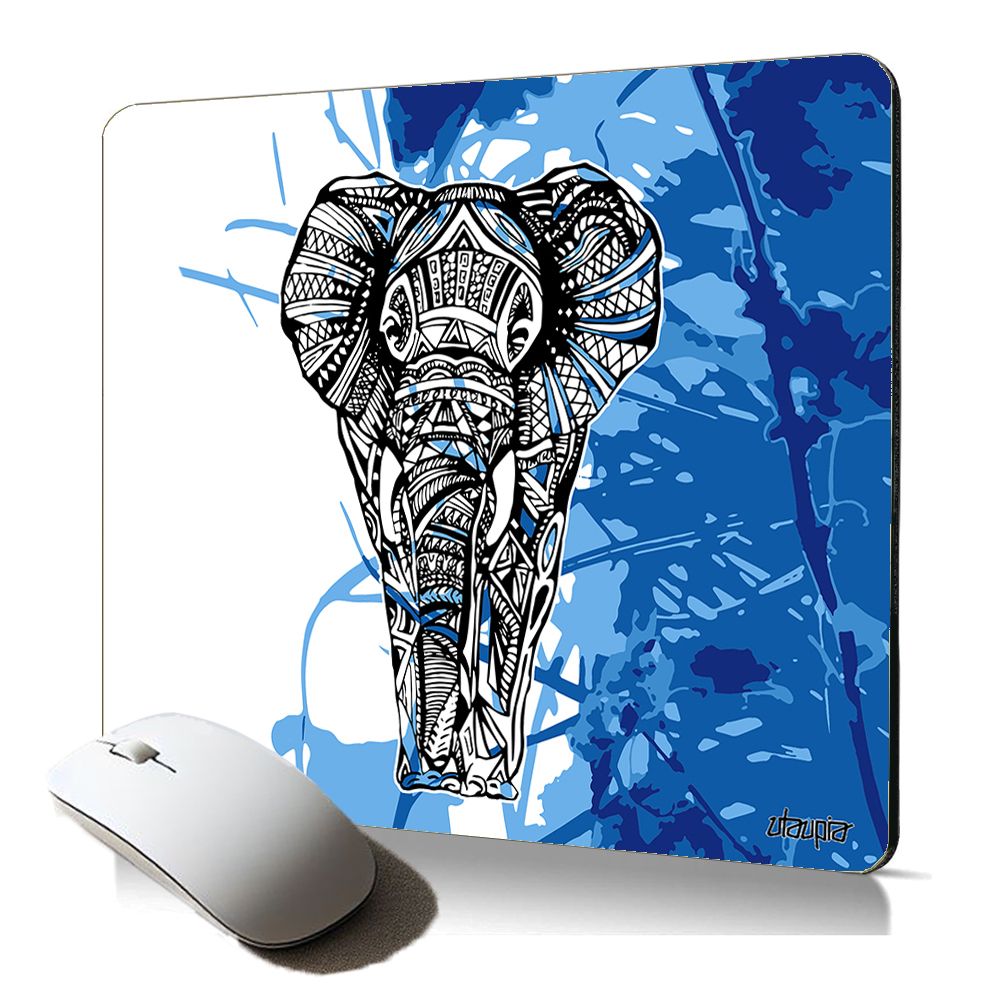 Utaupia Soft Mouse Pad - Zen Elephant Flower Design, Blue