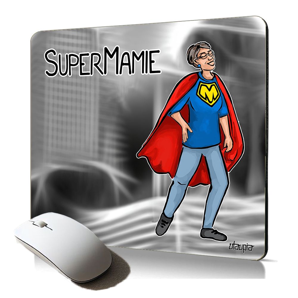 Utaupia Soft Mouse Pad - Funny Hero Mom Design, Gray