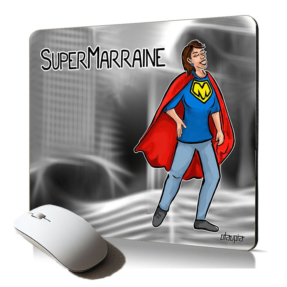 Tapis de souris souple Utaupia avec texte de héros de bande dessinée - Cadeau unique pour Noël