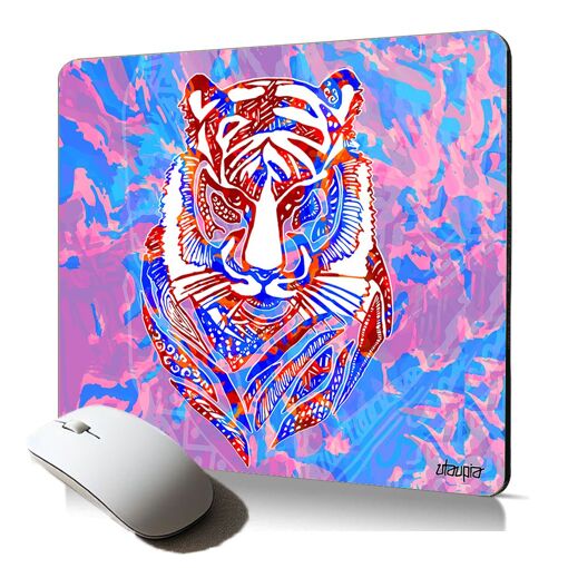 Tapis de souris souple et durable Utaupia avec dessin azteque de tigre