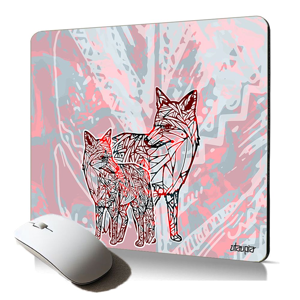 Tapis de souris souple Utaupia Renard Polaire - Plume Pastel Multicolore, Plateau de souris ergonomique et durable pour ordinateur