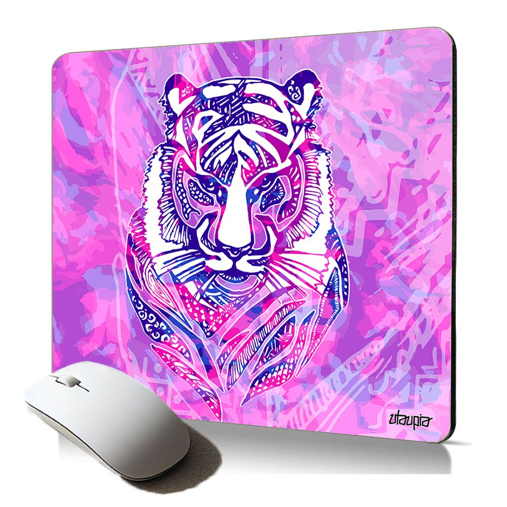 Manta para mouse suave Utaupia - Diseño de tigre multicolor tribal de la jungla