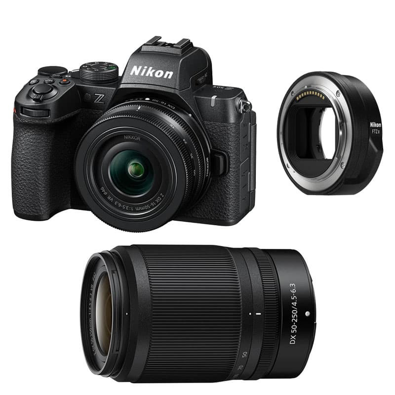 Kit Nikon Z50 II con lentes NIKKOR Z 16-50 y 50-250 + garantía de 3 años + adaptador FTZ II