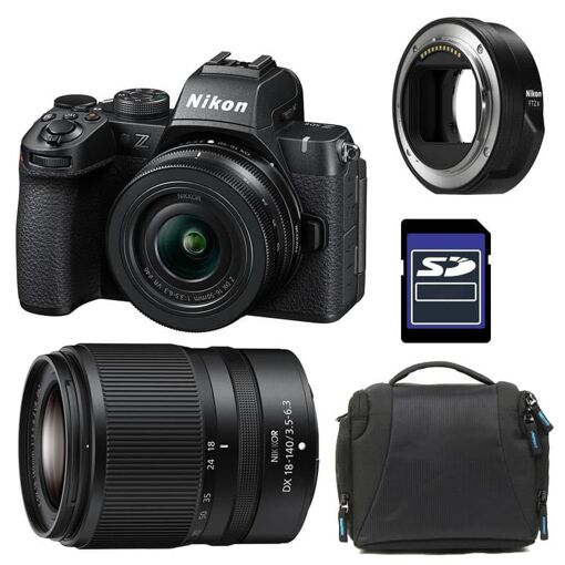 Appareil photo hybride Nikon Z50 II + Objectifs NIKKOR Z (16-50mm et 50-250mm) + Adaptateur FTZ II + Étui + Carte SD 16 Go