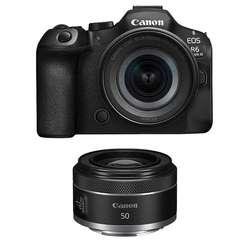 Canon EOS R6 Mark III + RF 24-105mm f/4-7.1 IS STM + RF 50mm f/1.8 STM 3-Year Warranty