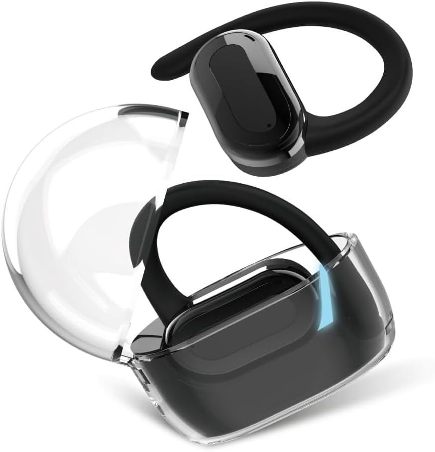 Open Ear Bluetooth Headphones, Wireless Sport Headset, Bluetooth 5.3, Sweatproof IPX5, Air Conduction, Suitable for Running, Fitness and Gaming (Black)