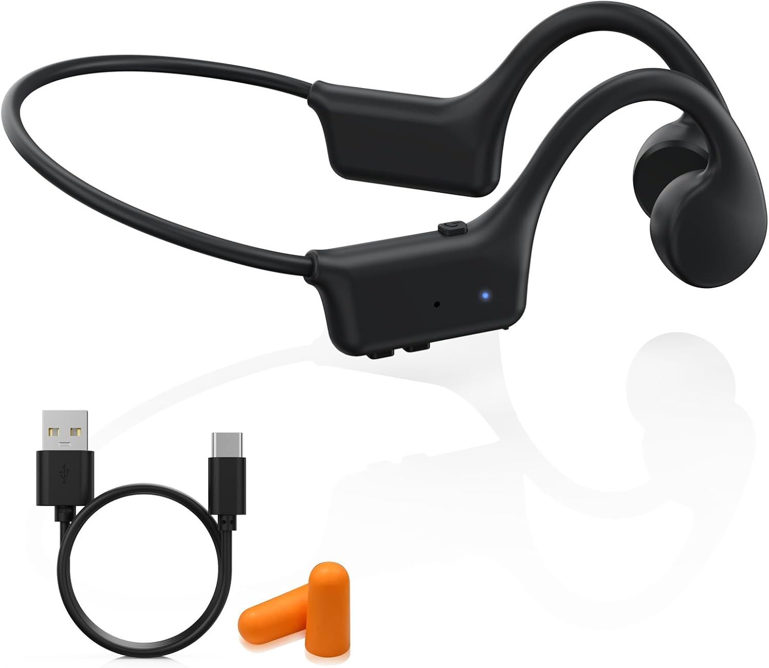 Casque de conduction osseuse Bluetooth, écouteur sport à oreille ouverte avec microphone, étanche IP55 pour la course, le sport et le cyclisme