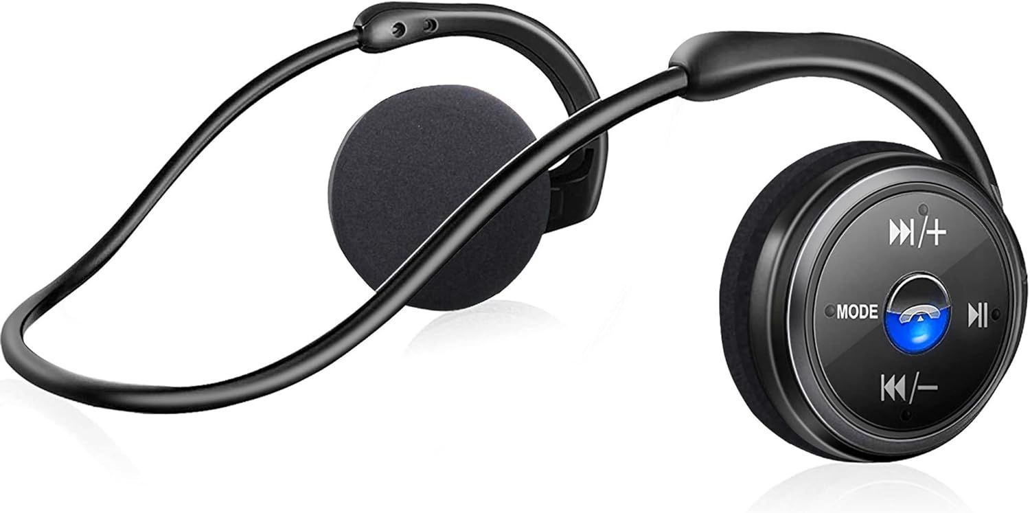 Auriculares inalámbricos Bluetooth, auriculares deportivos resistentes al agua de alta fidelidad con micrófono integrado, soporte para tarjeta SD y radio FM, plegables y ligeros