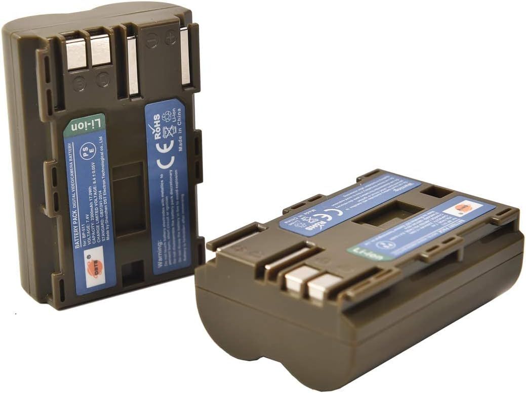 BP-511 Replacement Battery (2 Packs) Compatible with Canon EOS 5D, 10D, 20D, 300D, 30D, 40D, 50D, D30, D60