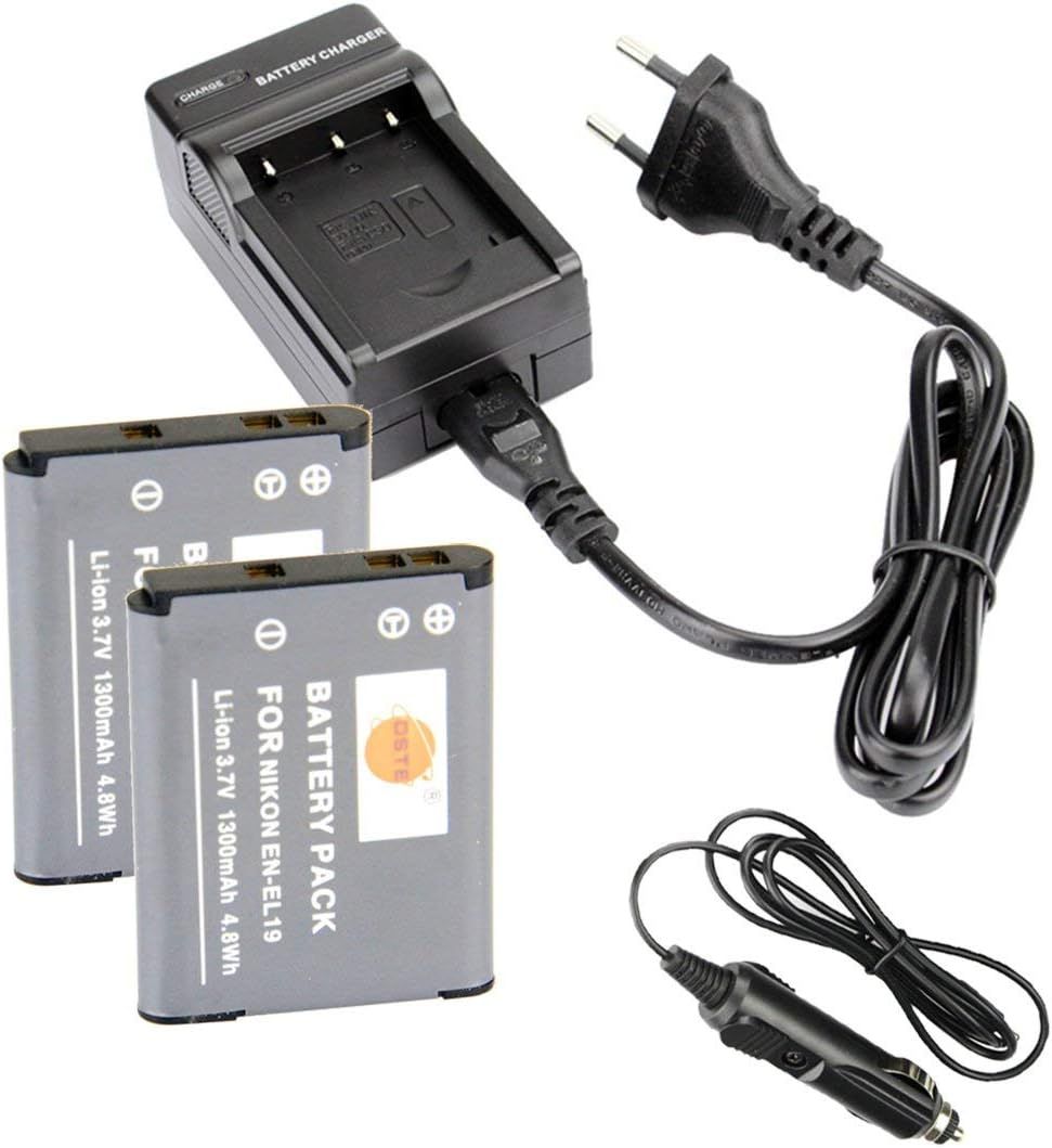 N-EL19 Battery and DC109E Travel Charger for Nikon Coolpix Cameras