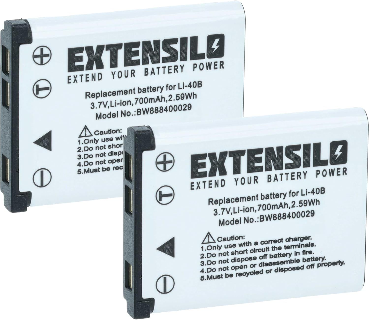 Fuji/Fujifilm NP-45, NP-45A Replacement Batteries (2x) - 700mAh, 3.7V, Li-ION for Digital Camera
