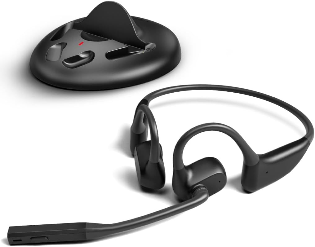 Auriculares inalámbricos Synergia Serenite N21 con micrófono cancelador de ruido y estación de carga, auriculares Bluetooth para PC, computadora y teléfono, ligeros y cómodos