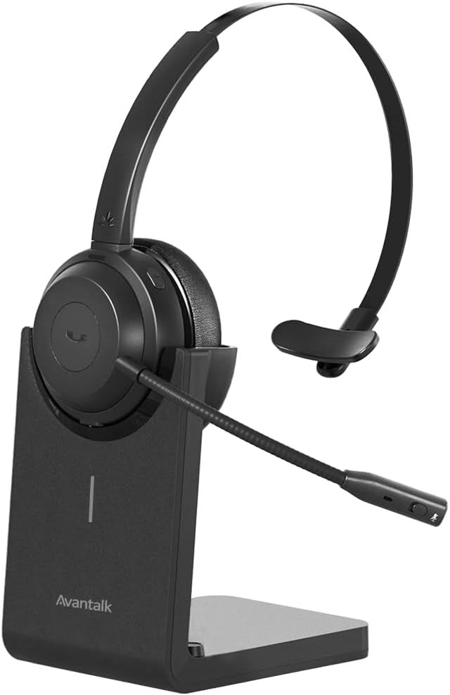 Altos Solo Auricular Bluetooth inalámbrico con micrófono para PC y computadora, solución Bluetooth Qualcomm, cancelación de ruido, soporte de carga, botón de silenciar y audio por cable
