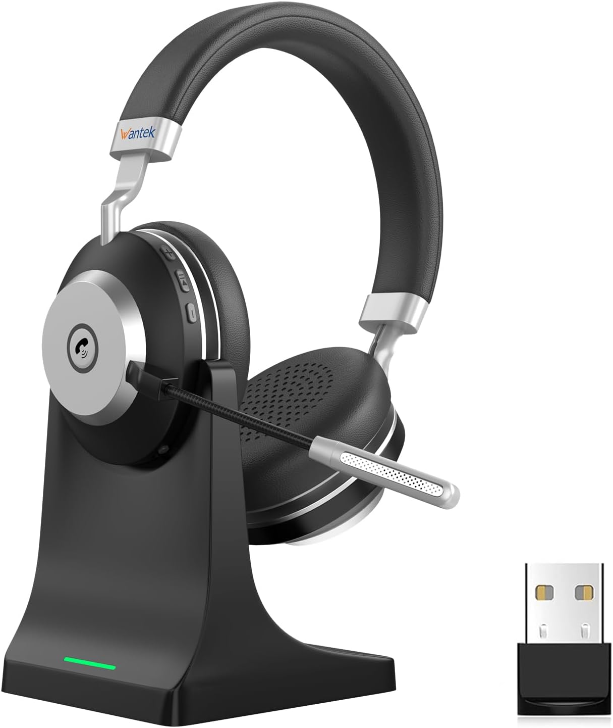 SYNERGIA SERENITE Professional Wireless Audio Headset with Noise Cancellation & Charging Station - Bluetooth 5.3 + 2.4GHz (Dual Mode 45h) Hi-Fi 40mm/116dB + IPX4 Sweat-Resistant for Remote Work/PC/PS5