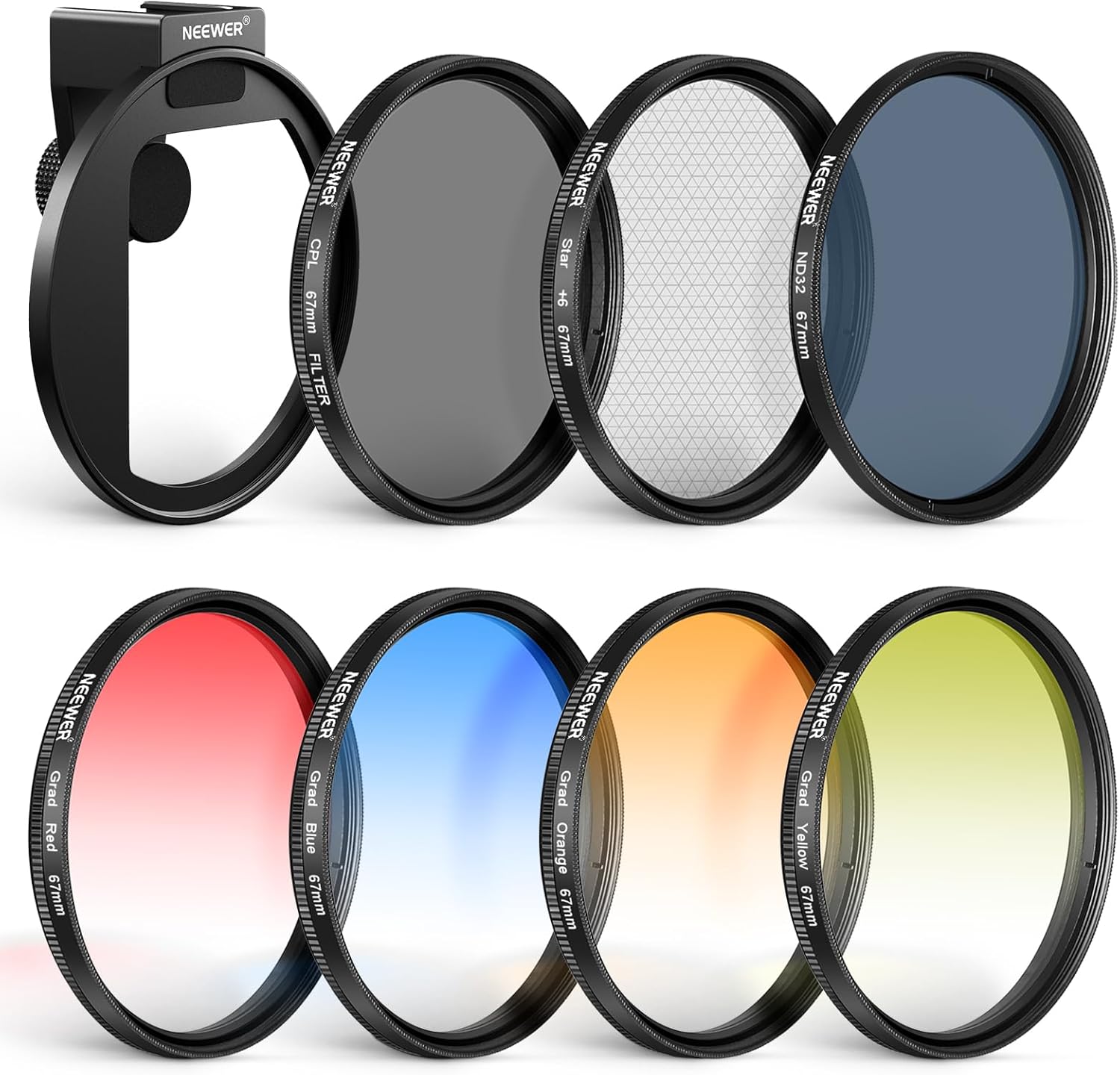 Neewer 67mm ND Filter Kit with Lens Cap and Accessory Grip
