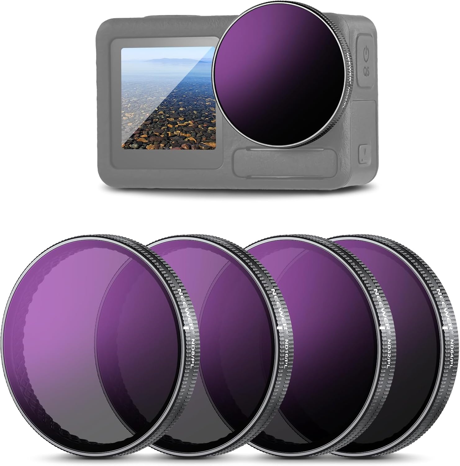 Kit de filtros ND/PL Neewer para cámaras de acción DJI Osmo (3/4/5 Pro)