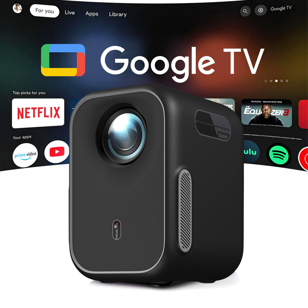 WUPRO G2 Projector, Google and Netflix Certified, 1080p Native Resolution, 200 ISO Lumens, Automatic Focus and Trapezoid Correction