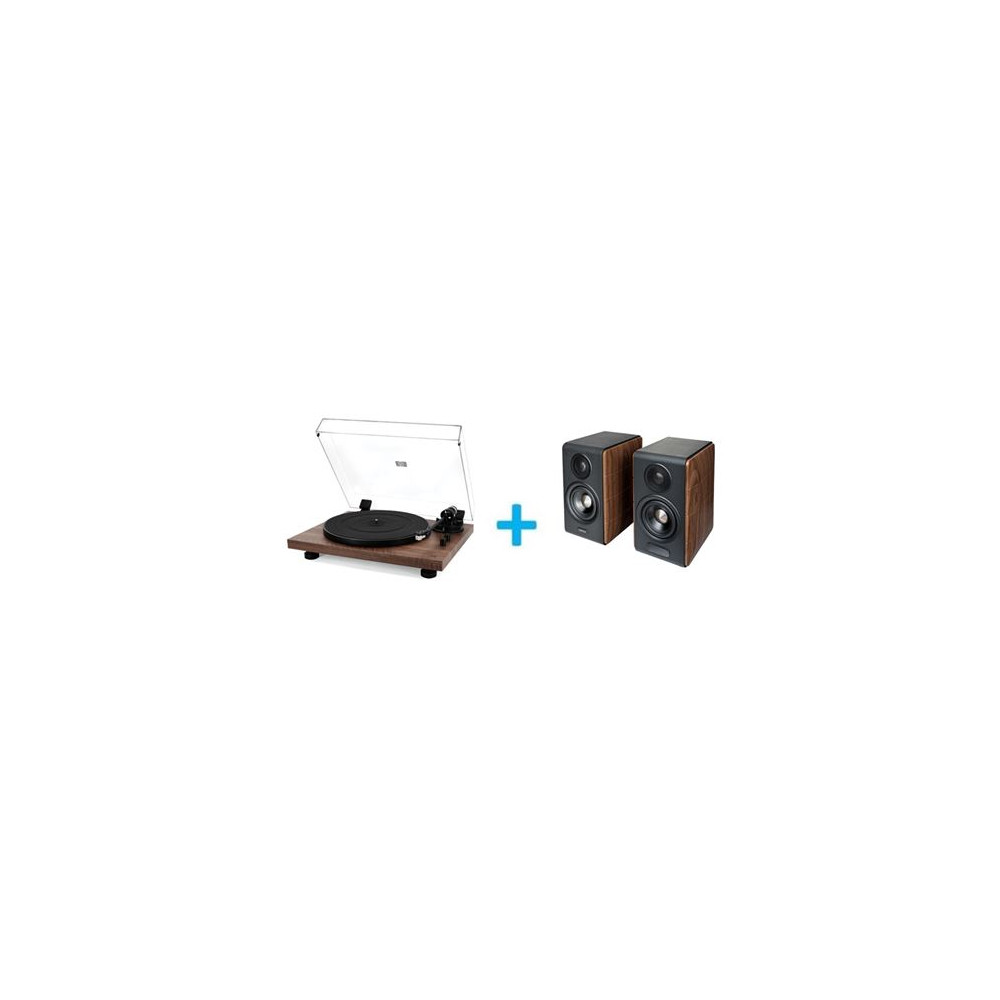 Pack JVC AL F64T reproductor de vinilo de placa + 2 altavoces amplificados Edifier S880DB MKII (marron)