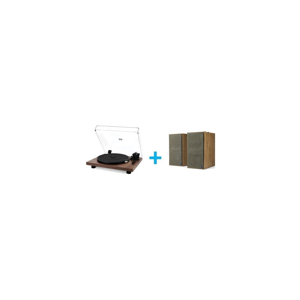 Paquete JVC AL F64T Reproductor de Vinilo + 2 Altavoces Amplificados KLIPSCH The Fives Nogal