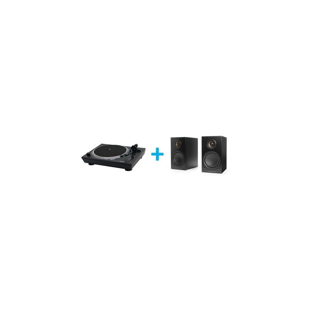 Tocadiscos JVC PLATINO VINIL AL-F85B + 2 Altavoces Amplificados Triangle LN01A Negro