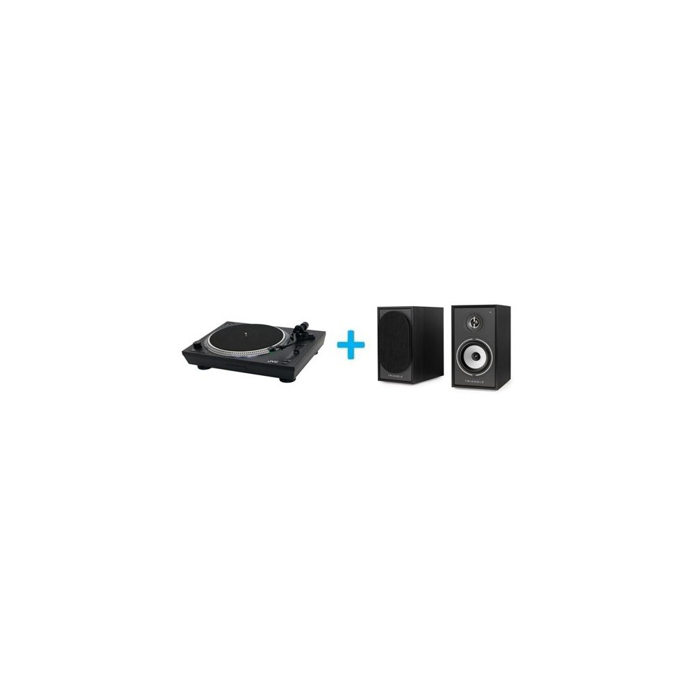 Platine vinyle JVC AL-F85B avec 2 enceintes amplifiées Triangle Borea BR02
