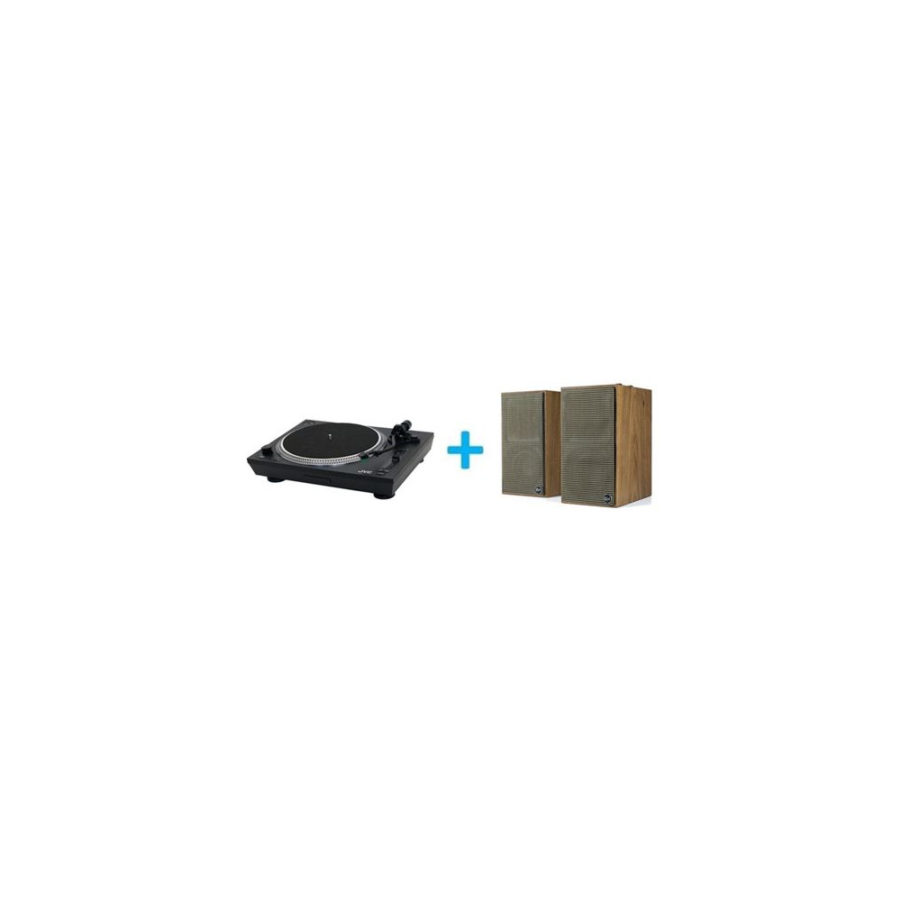 Platine vinyle JVC AL-F85B + 2 enceintes amplifiées KLIPSCH The Fives noisette