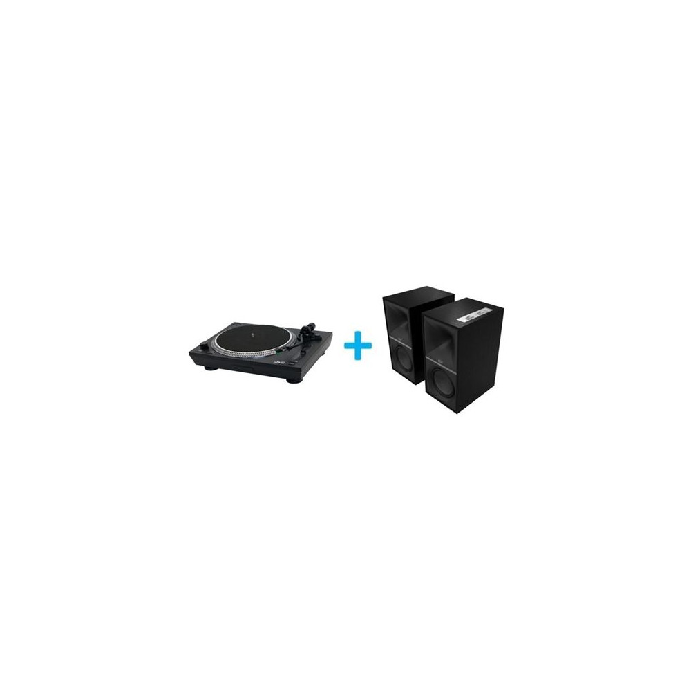 Platine vinyle JVC AL-F85B avec 2 haut-parleurs amplifiés KLIPSCH The Sevens Noir