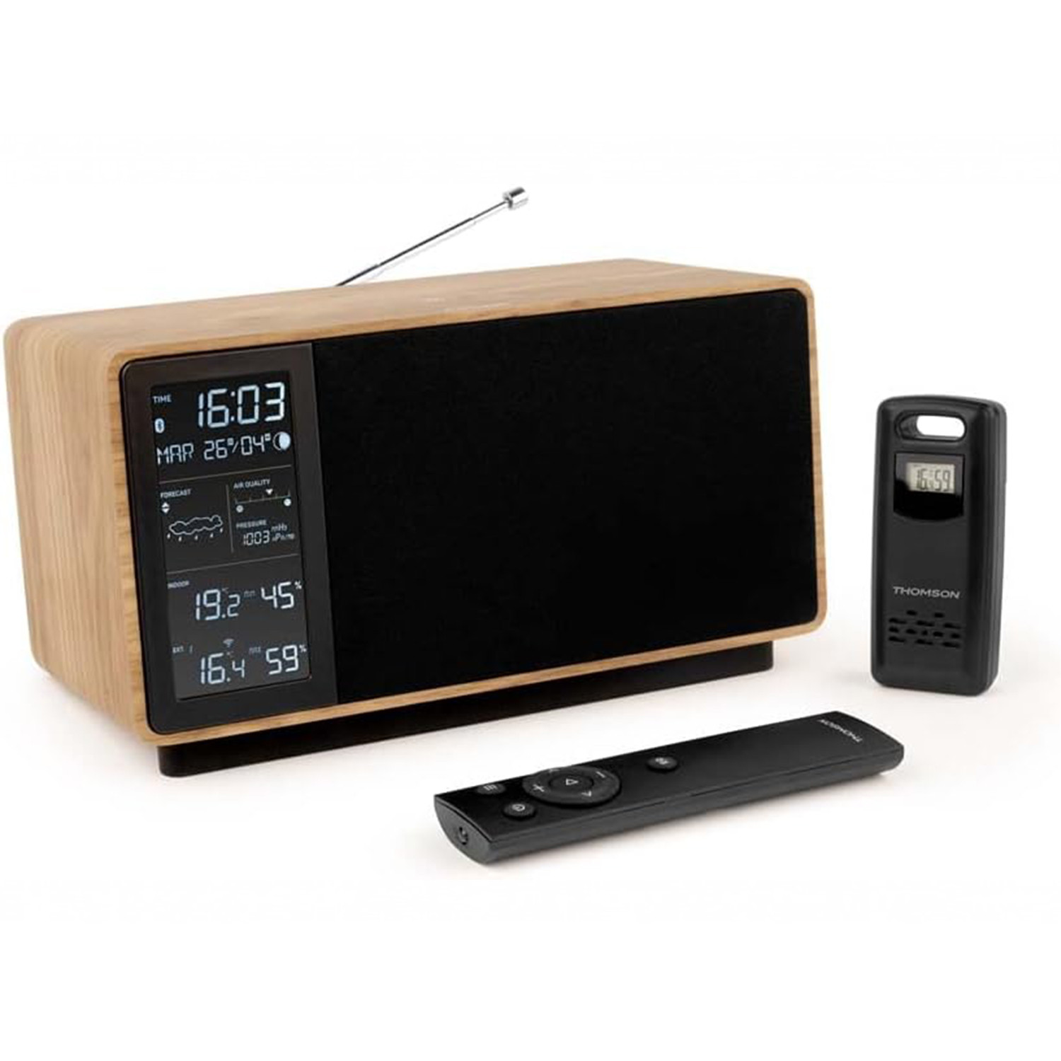 Thomson WS202TBK Bluetooth Speaker with Weather Station and FM Radio