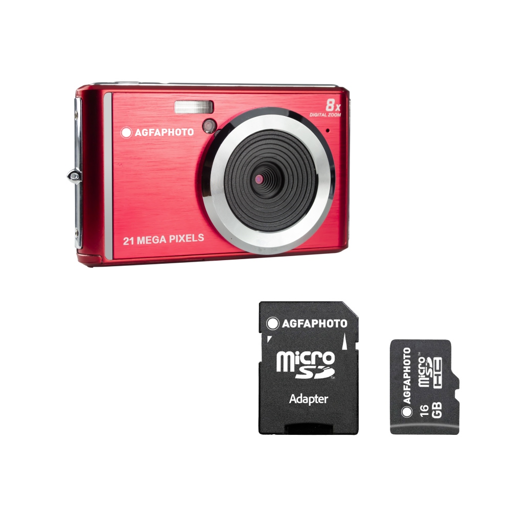Agfa Photo Realishot DC5200 - Cámara digital de 21 MP, sensor CMOS, pantalla LCD de 2.4", zoom digital 8x, video HD 720p, batería de litio, tarjetas SD, modos de escena