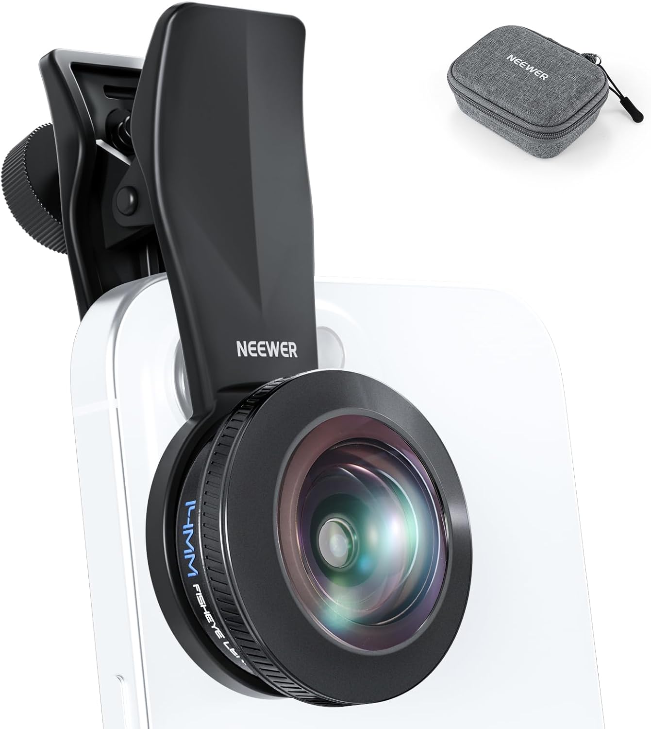 Objetivo Neewer VR Fisheye de 170 grados, 14 mm con clip roscado de 17 mm, vista panorámica Fisheye para transmisión en vivo, paisajes exteriores, compatible con iPhone 16 Pro Max y Android S25 Ultra